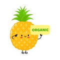 Cute funny pineapple poster character. Vector hand drawn cartoon kawaii character illustration. Isolated white Royalty Free Stock Photo