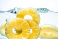 Pineapple. Preserved fruit splash in water Royalty Free Stock Photo
