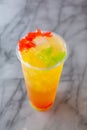 pineapple rainbow fruit tea drink, beverage, boba