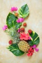 Pineapple Rambutan Flower Fresh Exotic Composition
