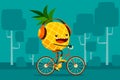 Pineapple riding bicycle in the park