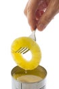 Pineapple ring on a fork Royalty Free Stock Photo
