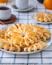 Pineapple ringlets in puff pastry, baked in the form of flowers