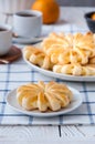 Pineapple ringlets in puff pastry, baked in the form of flowers