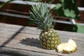 Pineapple ripe fruit in the garden