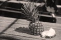 Pineapple ripe fruit in the garden