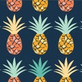 Pineapple seamless flat pattern. Summer background. Trendy tropical pattern with fruits for prints, textile, wrapping