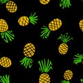 Pineapple seamless pattern. Background with summer fresh fruits