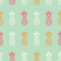 Pineapple seamless pattern on mint background, vector