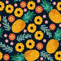 Pineapple seamless pattern. Royalty Free Stock Photo
