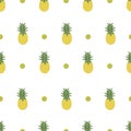 Pineapple seamless pattern vector on isolated white background