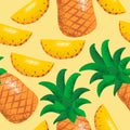 Pineapple seamless pattern with hand drawn style illustration