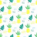 Pineapple seamless vector pattern. Decorative illustration, good for printing Colorful wallpaper vector. Seamless pattern in Royalty Free Stock Photo