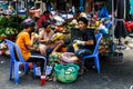 Pineapple sellers at Xom Chieu Market, Saigon, South of Vietnam Royalty Free Stock Photo