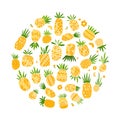 Pineapple set, sketch for your design Royalty Free Stock Photo