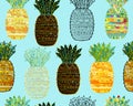 Pineapple set, sketch for your design Royalty Free Stock Photo