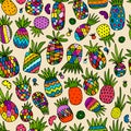 Pineapple set, sketch for your design Royalty Free Stock Photo