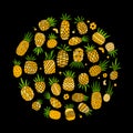 Pineapple set, sketch for your design Royalty Free Stock Photo