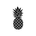 Pineapple silhouette icon. Isolated on white. Black Pineapple. Vector