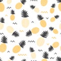 Pineapple simple seamless background in grey and yellow colors