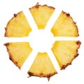 Pineapple slice cut into radial segments. Royalty Free Stock Photo