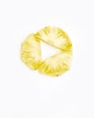 pineapple slice design without skin on white background, top view Royalty Free Stock Photo