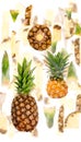 Pineapple Slice and Leaf Collection Royalty Free Stock Photo