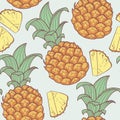 Pineapple with slice seamless pattern Royalty Free Stock Photo