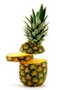 Pineapple and slice on white background Royalty Free Stock Photo