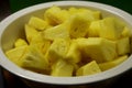 Pineapple sliced into cubes Royalty Free Stock Photo