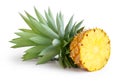 Pineapple with slices isolated on white background