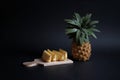 Pineapple slices on the wooden tray