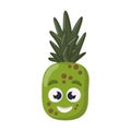 Pineapple smiling cartoon character isolated on white background