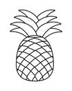 Pineapple smiling with sunglasses cartoon isolated in black and white