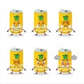 pineapple soda can cartoon character with various angry expressions