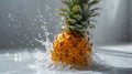 Pineapple Splashing in Water, Refreshing Fruit Enjoying a Splash