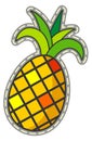 Pineapple sticker. Color funny exotic fruit patch