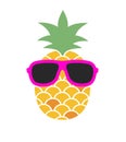 Pineapple with sunglasses. Fun illustration