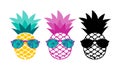 Pineapple with sunglasses. Summer vacation concept