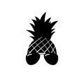 Pineapple with sunglasses. Vector illustration. Black pineapple isolated Royalty Free Stock Photo