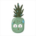 Oh my god! pineapple surprised funky cartoon character isolated on white background