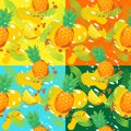 pineapple sweet color tone graphic fabric pattern Royalty Free Stock Photo