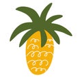 Pineapple. Sweet exotic fruit. For menus of restaurants, shops and printing, wallpaper, textile. Vector cartoon Illustration