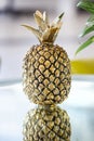 Pineapple table decoration made from chromed metal Royalty Free Stock Photo