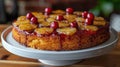 Pineapple Upside Down Cake With Cherries Royalty Free Stock Photo