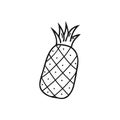 Pineapple vector clipart in doodle style. Isolated image on a white background. Graphic design element.for print, postcard, design