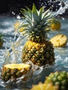 pineapple with water spurting out Royalty Free Stock Photo