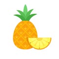 Pineapple whole fruit with slice flat design