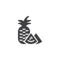 Pineapple whole and a slice vector icon