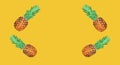 Pineapple on yellow background, exotic pattern, colorful ananas, blank copy space for advertising text Royalty Free Stock Photo